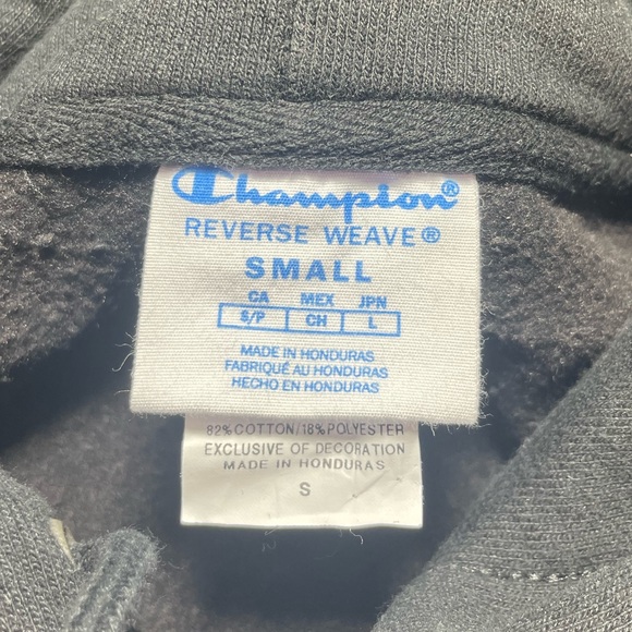 Champion Reverse Weave Hoodie Size Small Black Hooded Sweatshirt - Picture 4 of 5